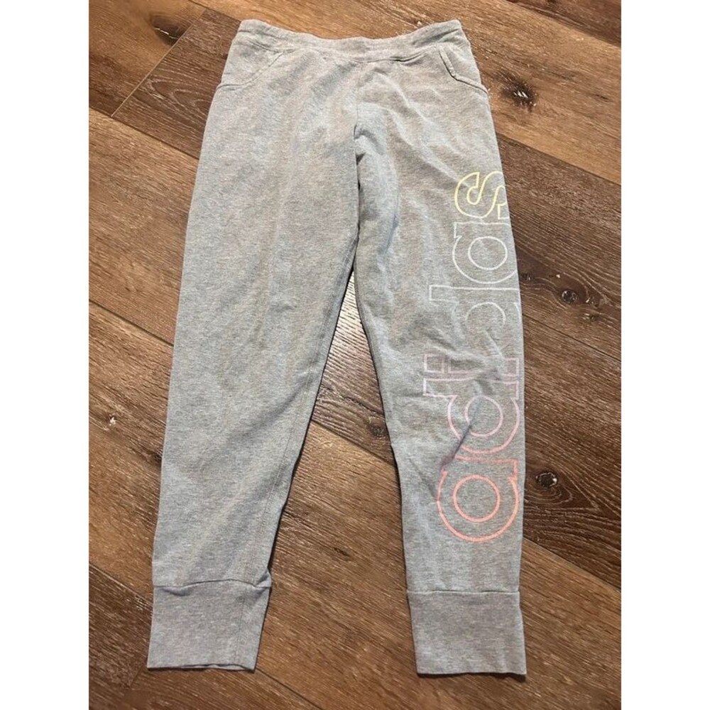 Adidas Girls Heather Gray Jogger Sweatpants with Pastel Gradient Logo Size XL/16